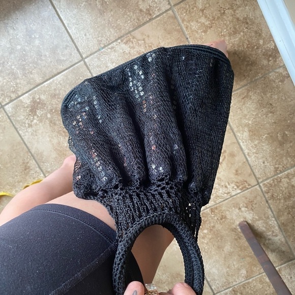 Vintage Y2K Crochet Sequin Handheld Tote Mini Bag - Picture 6 of 7